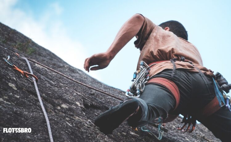 Närbild på klättrare sedd underifrån.